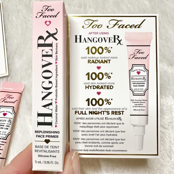 NIB Too Faced X2 Hangover Rx Replenishing Face Primer Mini 5ml Bundle of 2 - Picture 2 of 5